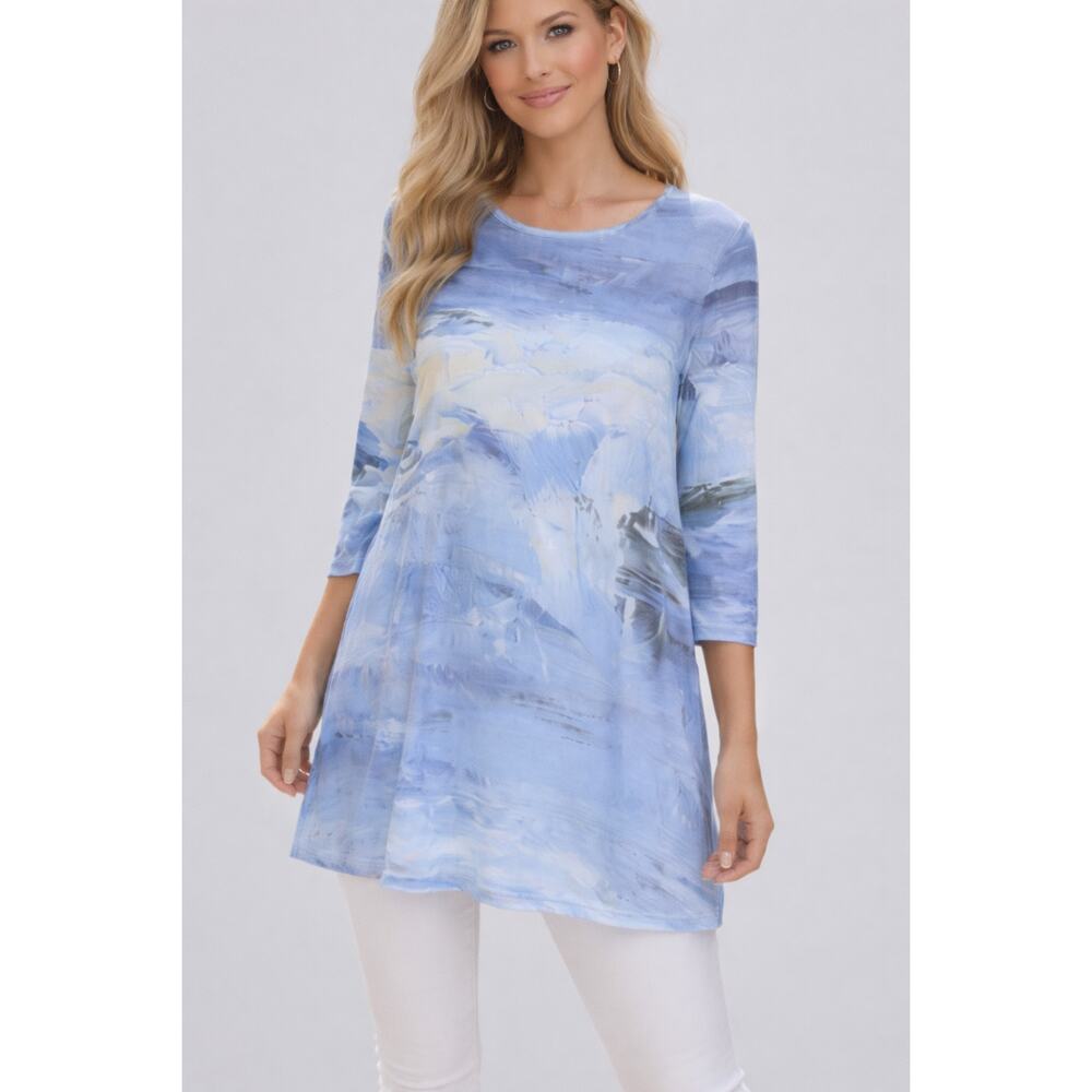 NEW Le Galeriste Patti Blue Abstract Art Tunic Med Artwear